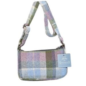 Earth Squared Ailsa Tweed Shoulder Bag - Green, Pink, Grey